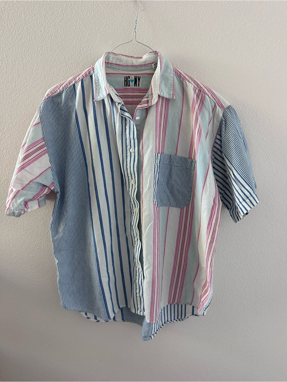 90s vintage grandpa core color block striped shirt